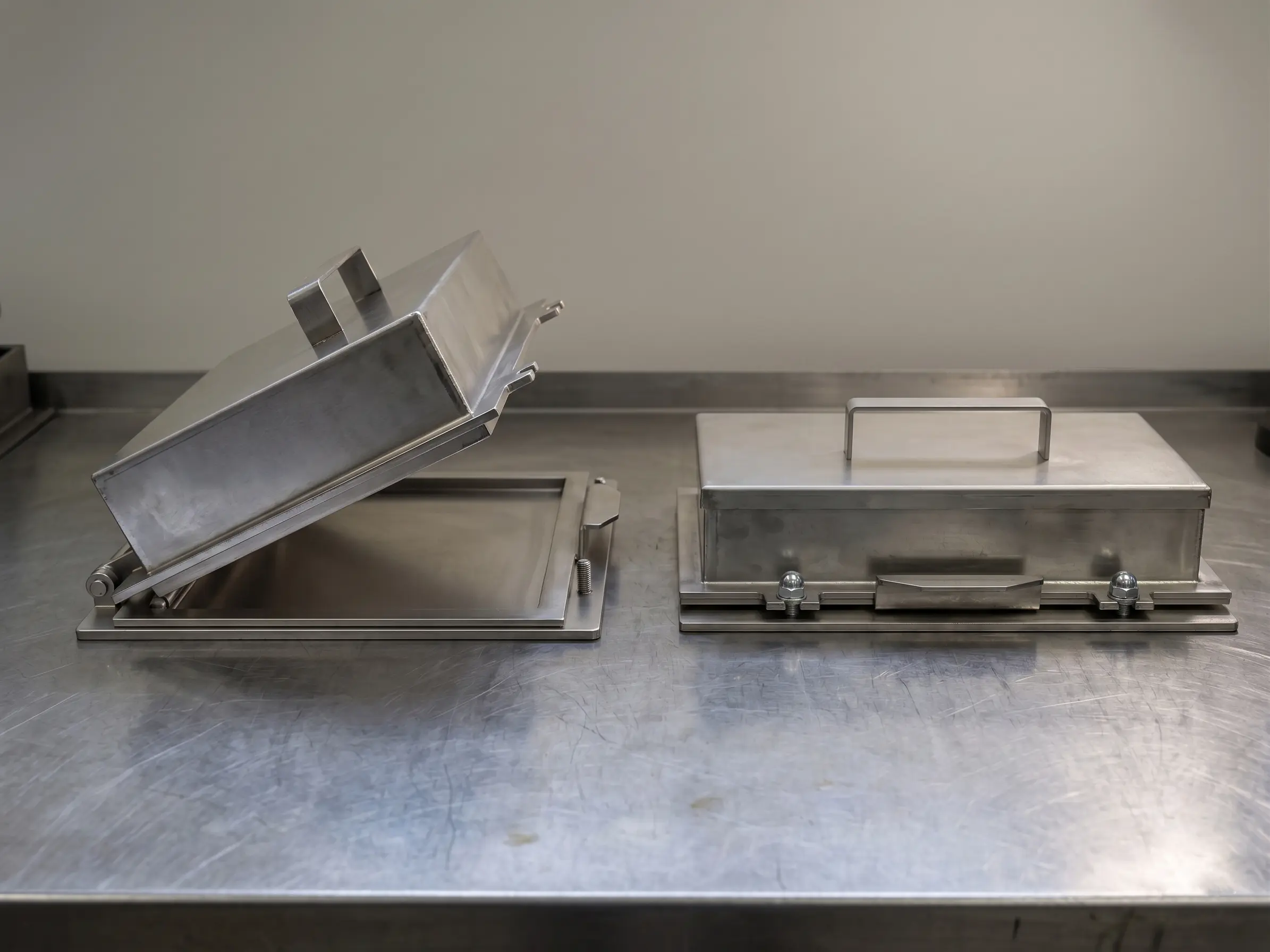 Costruzione di scatola industriale in acciaio inox saldato