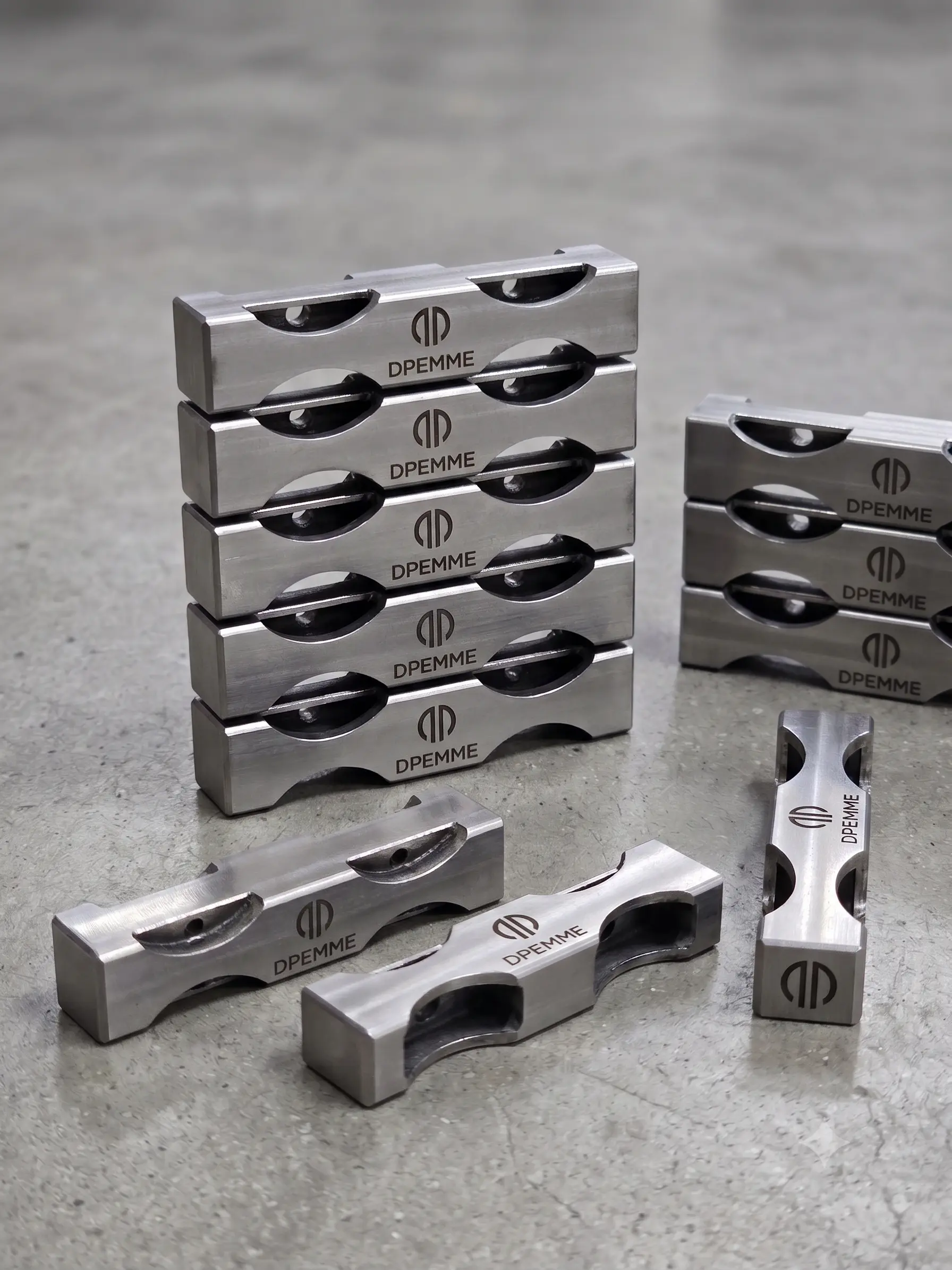 Thick-walled tube sections machined, stacked, and customized with laser engraving