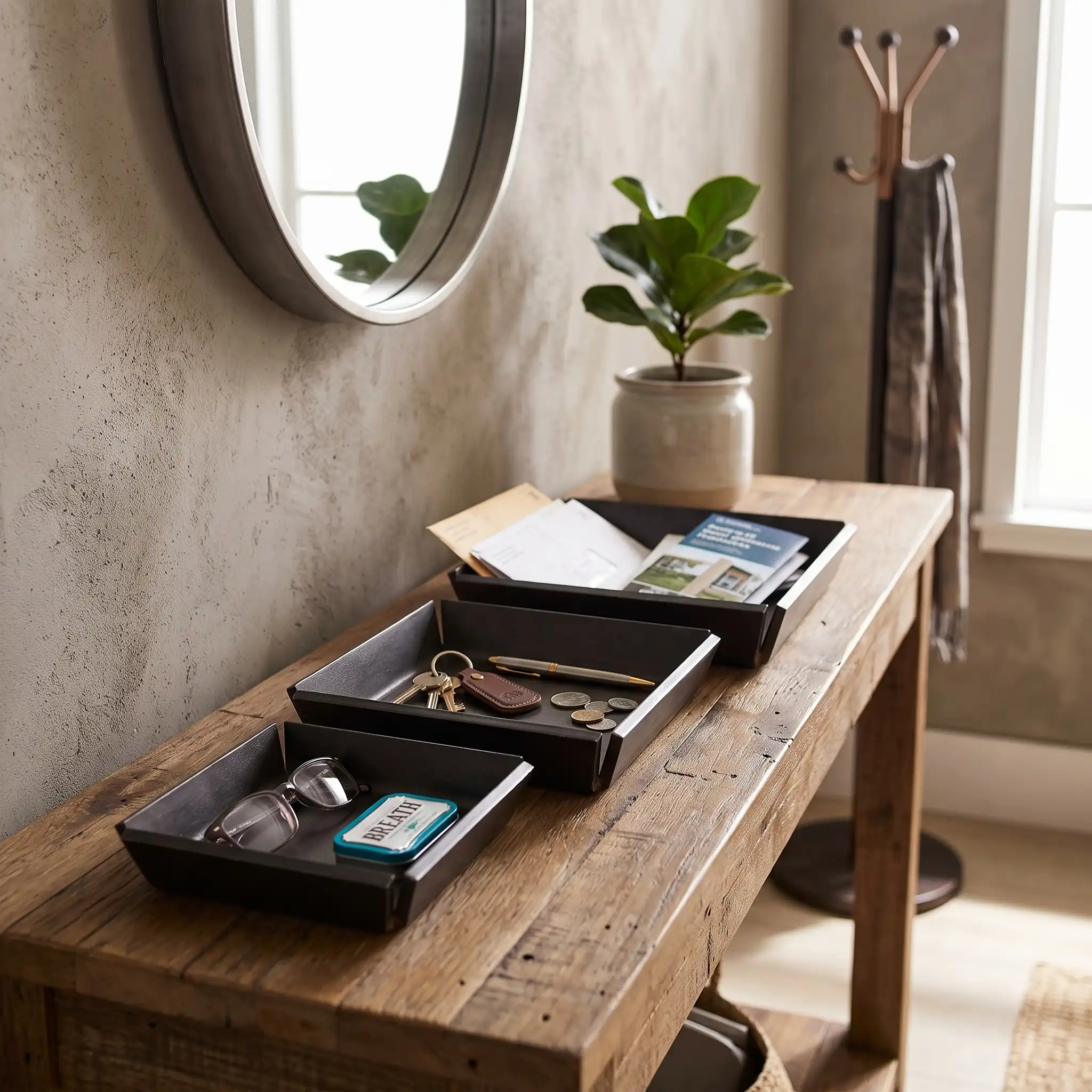 TULIP multifunctional furnishing object in waxed black iron, sinuous design inspired by a flower - 3